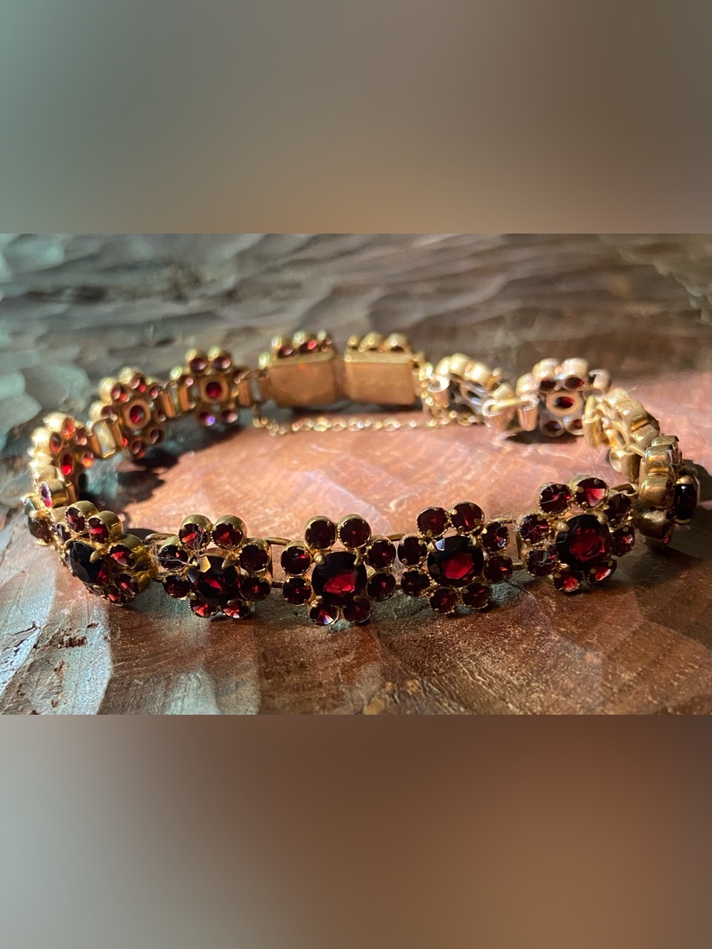 Rare find! Antique genuine Bohemia garnet bracelet from 1930-40s.